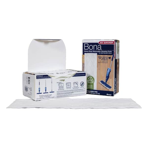Bona 16.5 in. Heavy-Duty Disposable Spray Mop Refill Cleaning Pads Unscented, 10-Count AX0003640