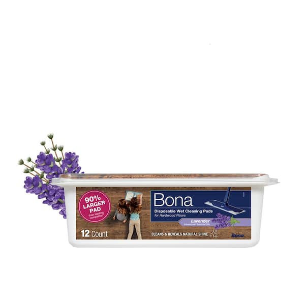 Bona Hardwood Floor Disposable Wet Cleaning Pads, Lavender Scent, (12-Count) AX0003622
