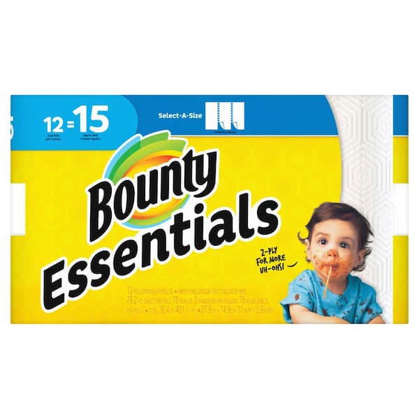 Bounty Essentials Select-A-Size White 2 Ply Paper Towel Roll (78-Sheets per Roll, 12 Rolls per Pack) PGC75720