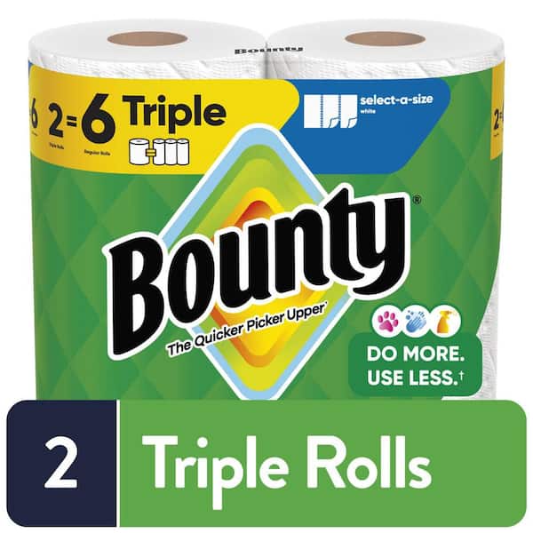 Bounty White, Select-A-Size Paper Towel Roll (2 Triple Rolls) 003077216042
