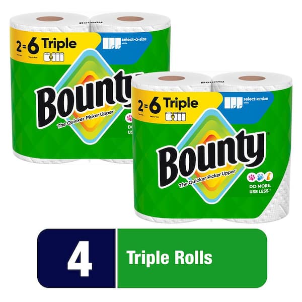 Bounty White, Select-A-Size Paper Towel Roll (4 Triple Rolls) 081016561161