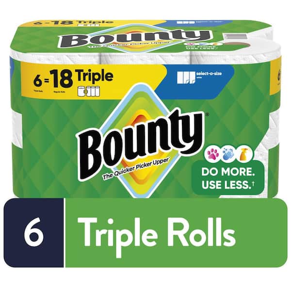 Bounty White, Select-A-Size Paper Towel Roll (6 Triple Rolls) 003077216020