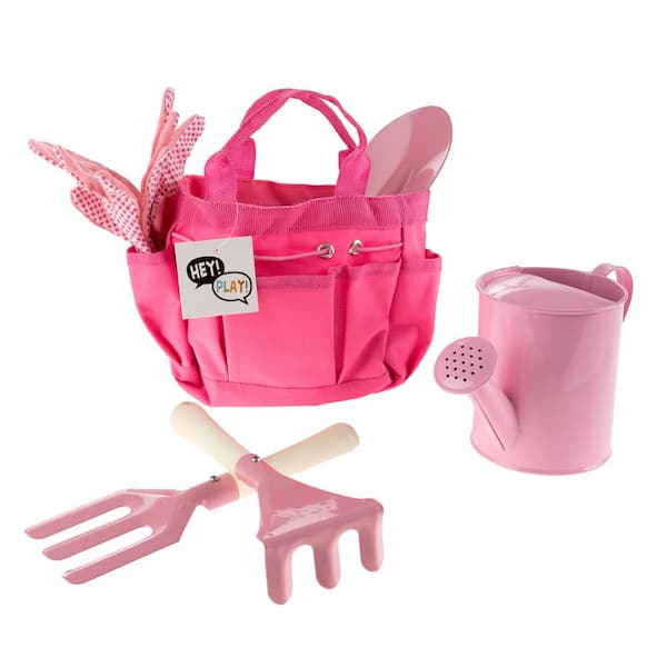 Hey! Play! Kids Pink Gardening Tool Set with Canvas Bag HW3300022