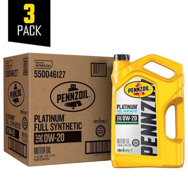 Pennzoil 5 qt. Pennzoil Platinum SAE 0W-20 Full Synthetic Motor Oil (Case of 3) 550046127