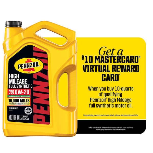 Pennzoil Full Synthetic High Mileage Motor Oil SAE 0W-20 5 qt. 550069988