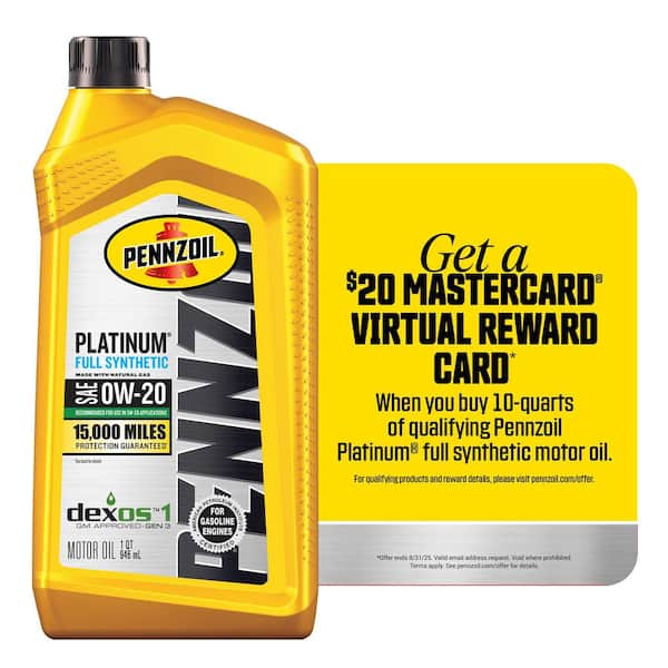 Pennzoil Platinum SAE 0W-20 Full Synthetic Motor Oil 1 Qt. 550036541