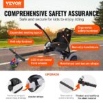 VEVOR Hoverboard Seat Attachment with LED Lights Grips Control Adjustable Frame Length and 220 lbs. Load Capacity for Kids XFHBZYGLKGLKK7YWDV0